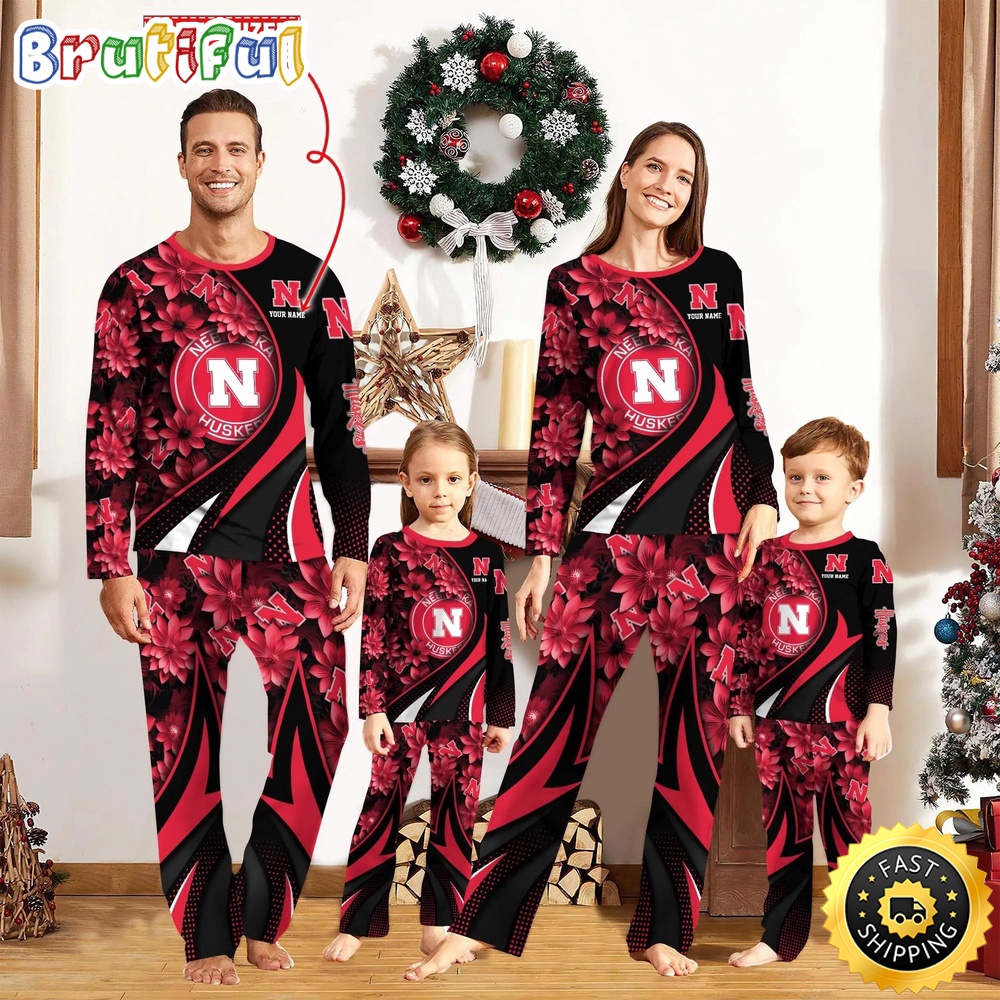Personalized NCAA Nebraska Cornhuskers Custom Pajamas Flower For Sport Family