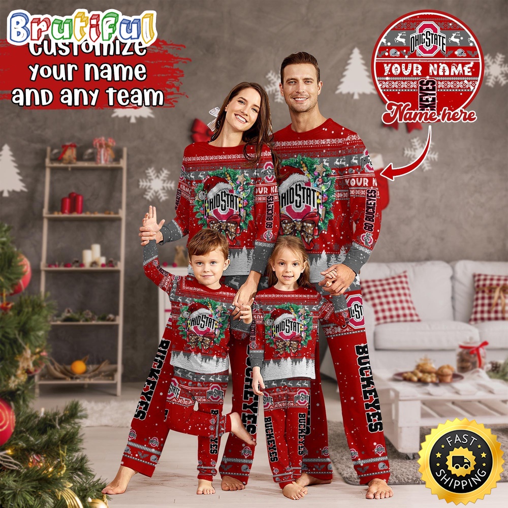 Personalized NCAA Ohio State Buckeyes Custom Pajamas Xmas For Sports Fan
