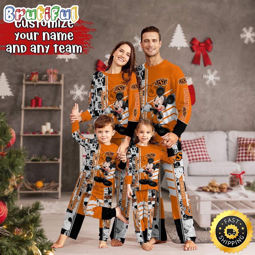 Personalized NCAA Oklahoma State Cowboys Custom Pajamas Mickey Mouse For Family