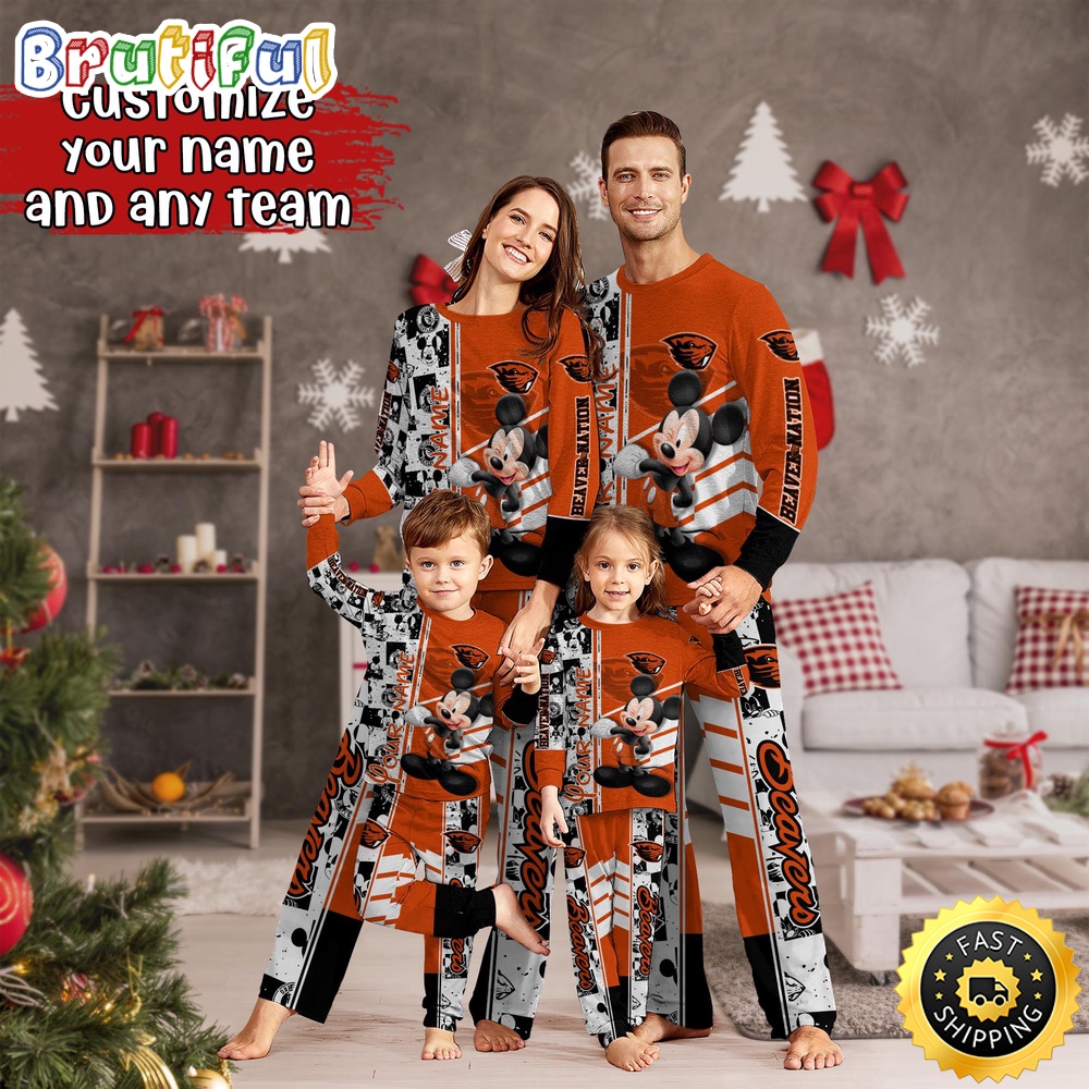 Personalized NCAA Oregon State Beavers Custom Pajamas Mickey Mouse For Family