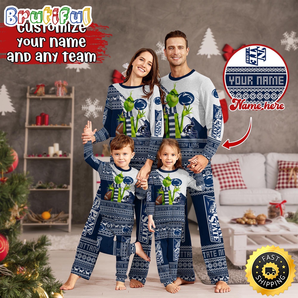 Personalized NCAA Penn State Nittany Lions Custom Pajamas Xmas For Sport Family