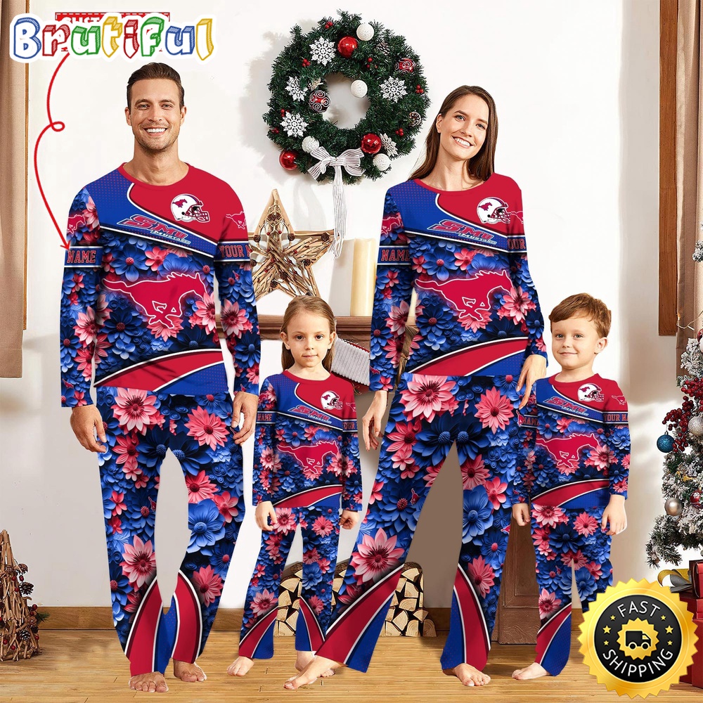 Personalized NCAA SMU Mustangs Custom Pajamas For Family Custom Pajamas Sport Fans