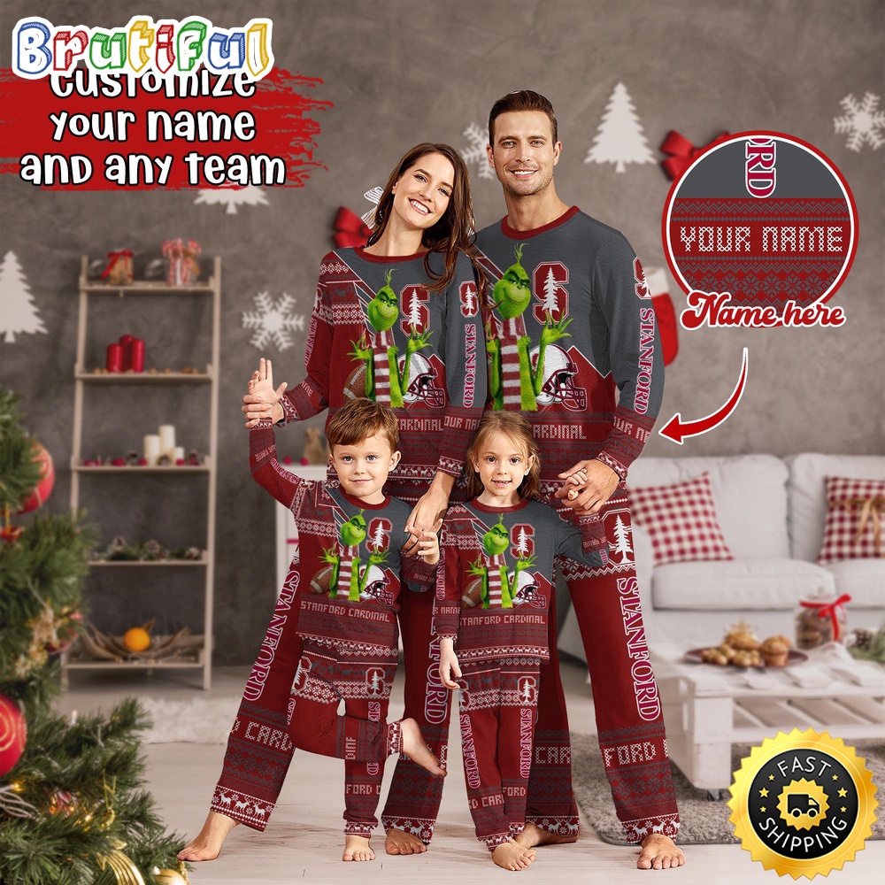 Personalized NCAA Stanford Cardinal Custom Pajamas Xmas For Sport Family