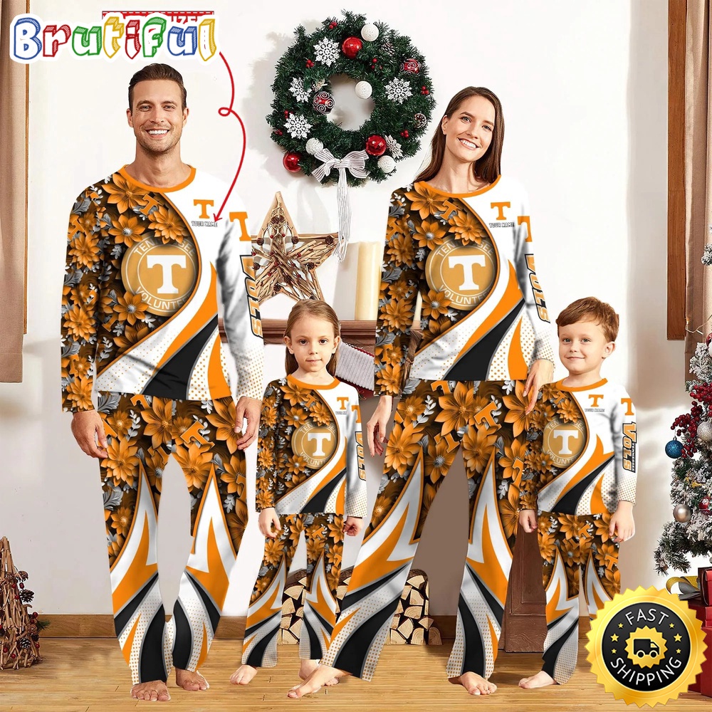 Personalized NCAA Tennessee Volunteers Custom Pajamas Flower For Sport Family