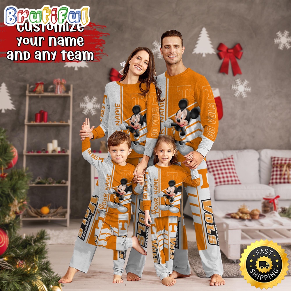 Personalized NCAA Tennessee Volunteers Custom Pajamas Mickey Mouse For Family