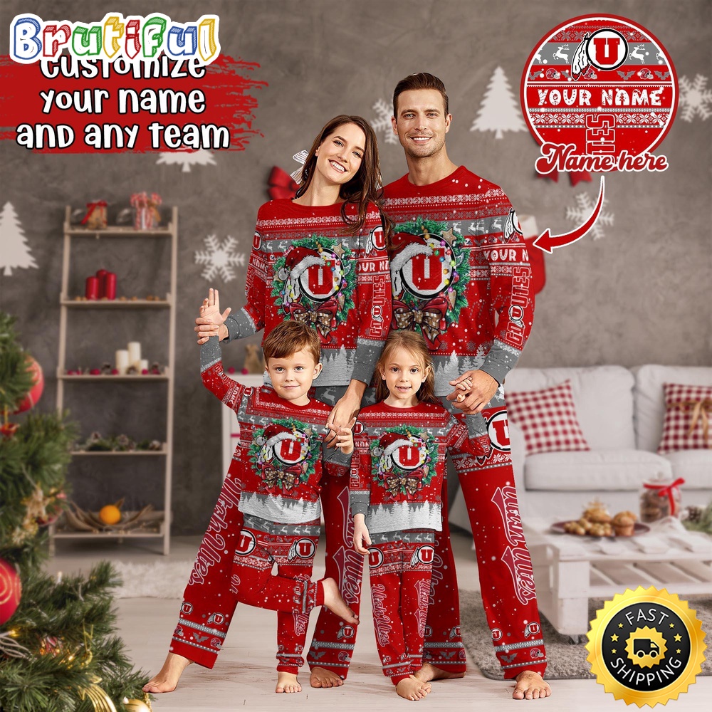Personalized NCAA Utah Utes Custom Pajamas Christmas Custom Pajamas For Sports Fan