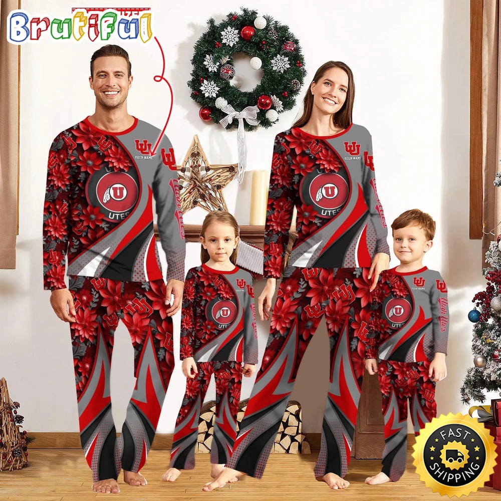 Personalized NCAA Utah Utes Custom Pajamas Flower For Sport Family