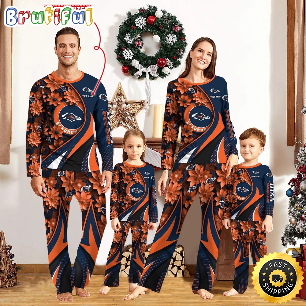 Personalized NCAA UTSA Roadrunners Custom Pajamas Flower For Sport Family