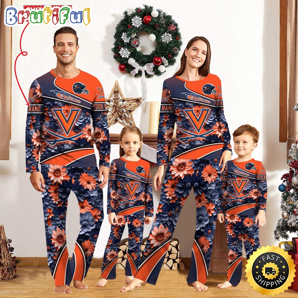 Personalized NCAA Virginia Cavaliers Custom Pajamas For Family Custom Pajamas Sport Fans