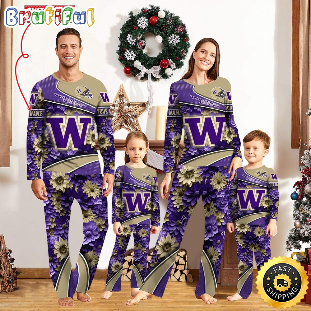 Personalized NCAA Washington Huskies Custom Pajamas For Family Custom Pajamas Sport Fans