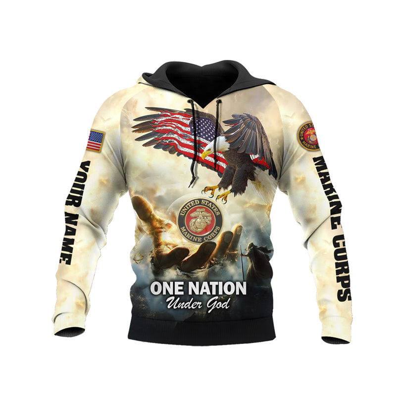 Personalized One Nation Under God Marine Corps Hoodie