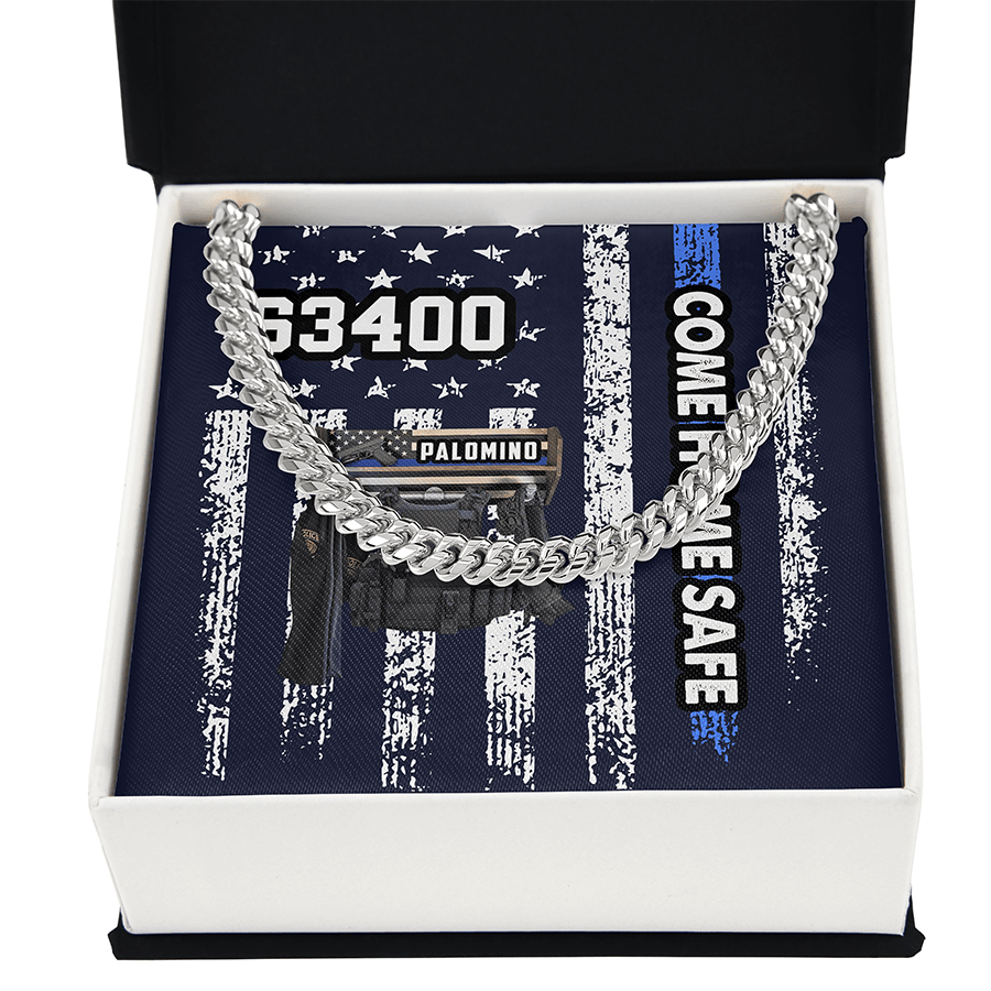Personalized Police Blue Necklace for Police Man, Name Police Necklace Gift for Dad, For Husband