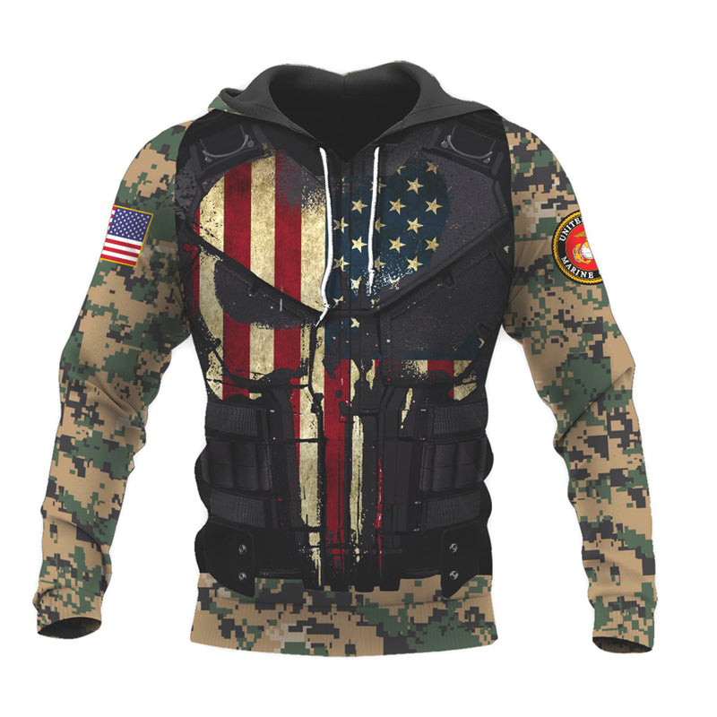 Personalized Skull Marine Corps Hoodie