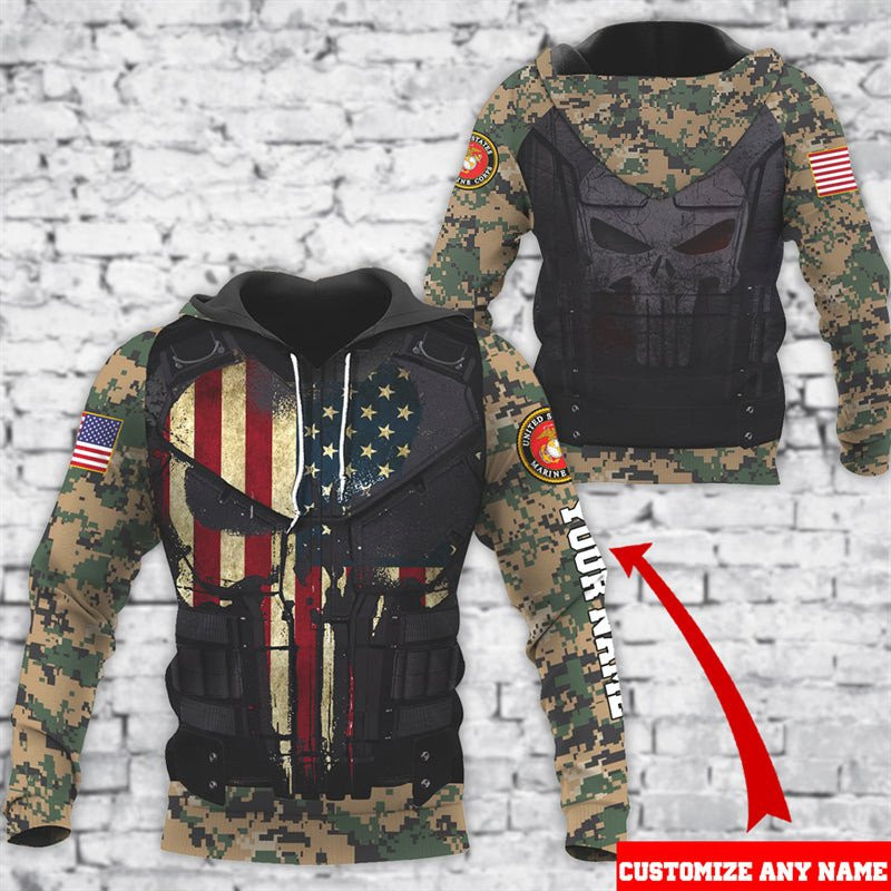 Personalized Skull Marine Corps Hoodie