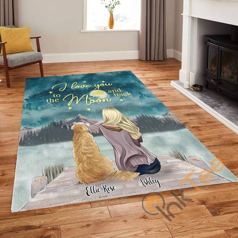 Personalized The Girl And Cat Moon Living Room Bedroom Decoration Gift For Friends Rectangle Rug