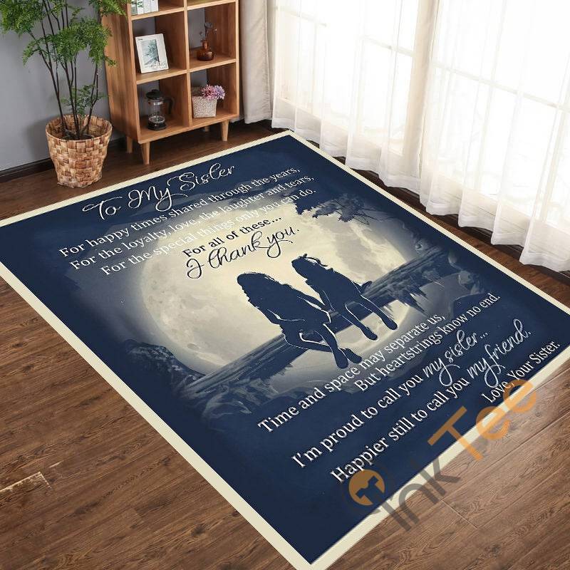 Personalized To My Sister Gift For Custom Name Kitchen Living Room Bedroom Rectangle Rug