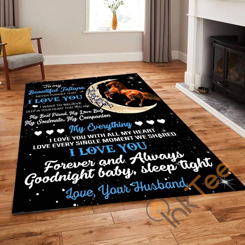 Personalized To My Wife Good Night Baby Living Room Bedroom Decoration Horse Lover Gift Rectangle Rug