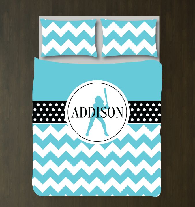 Personalizedoftball For Girls Andhams For Teens Oftball Player Gift Ports Team Decor White, Black, Aqua 3D Customized Duvet Cover Bedding Set
