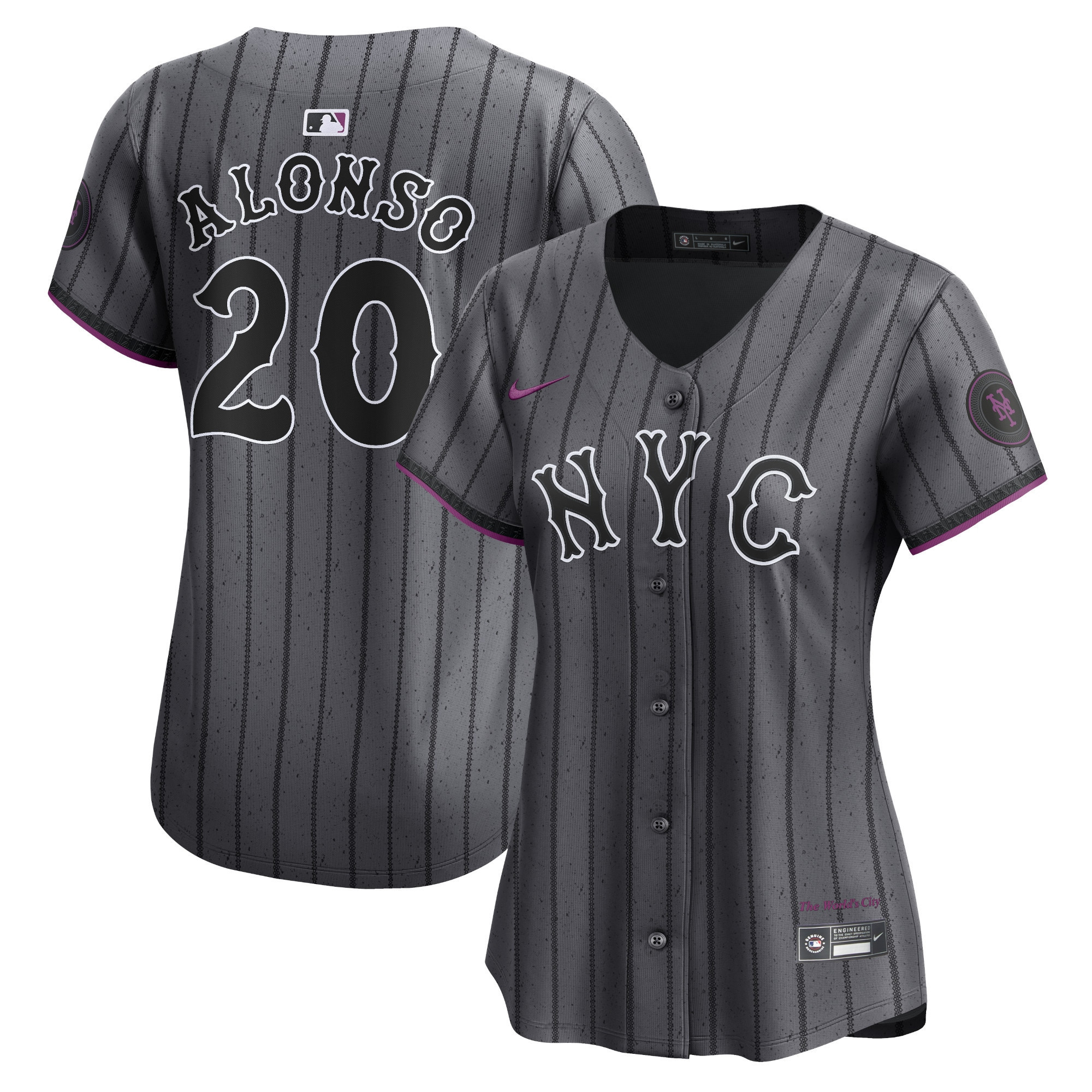 Pete Alonso Men's New York Mets 2024 City Connect Vapor Premier Limited - Graphite Jersey - All Stitched