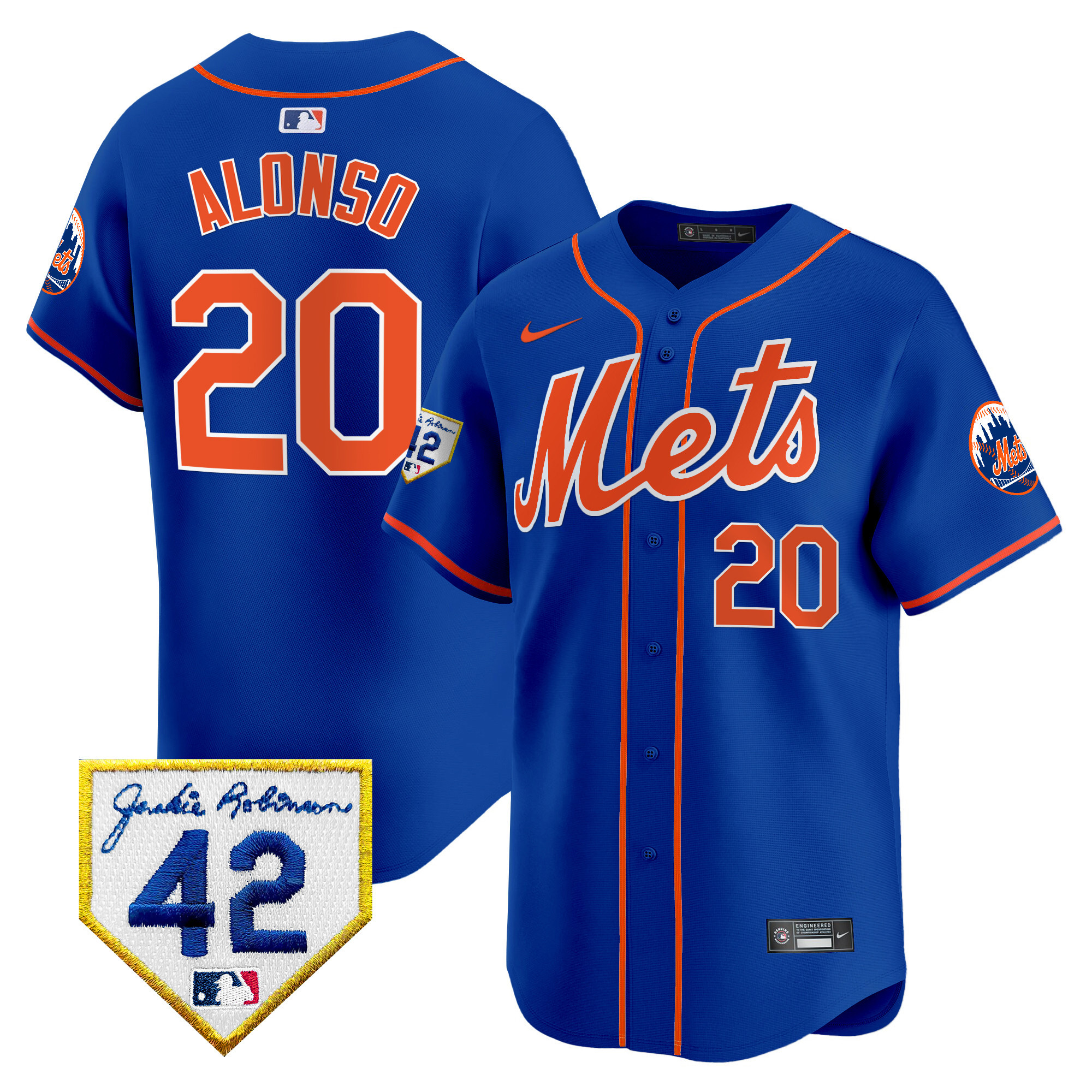 Pete Alonso Men's New York Mets 2024 Jackie Robinson Patch Vapor Premier Limited Royal Jersey - All Stitched