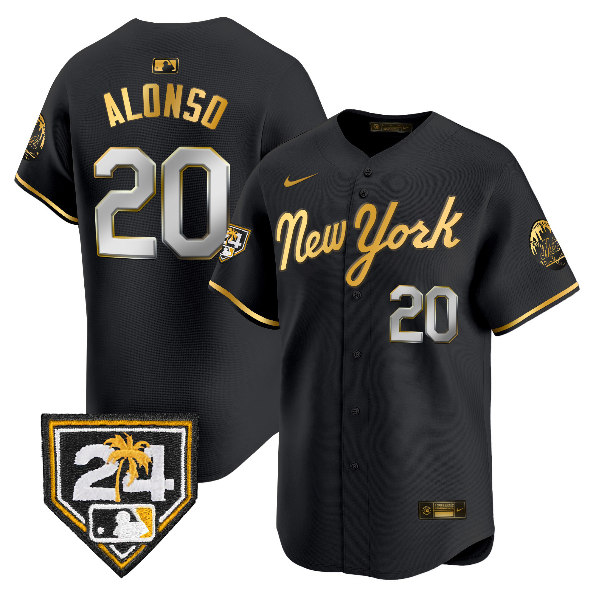Pete Alonso Men's New York Mets 2024 Spring Training Vapor Premier Limited Black Gold Jersey - All Stitched