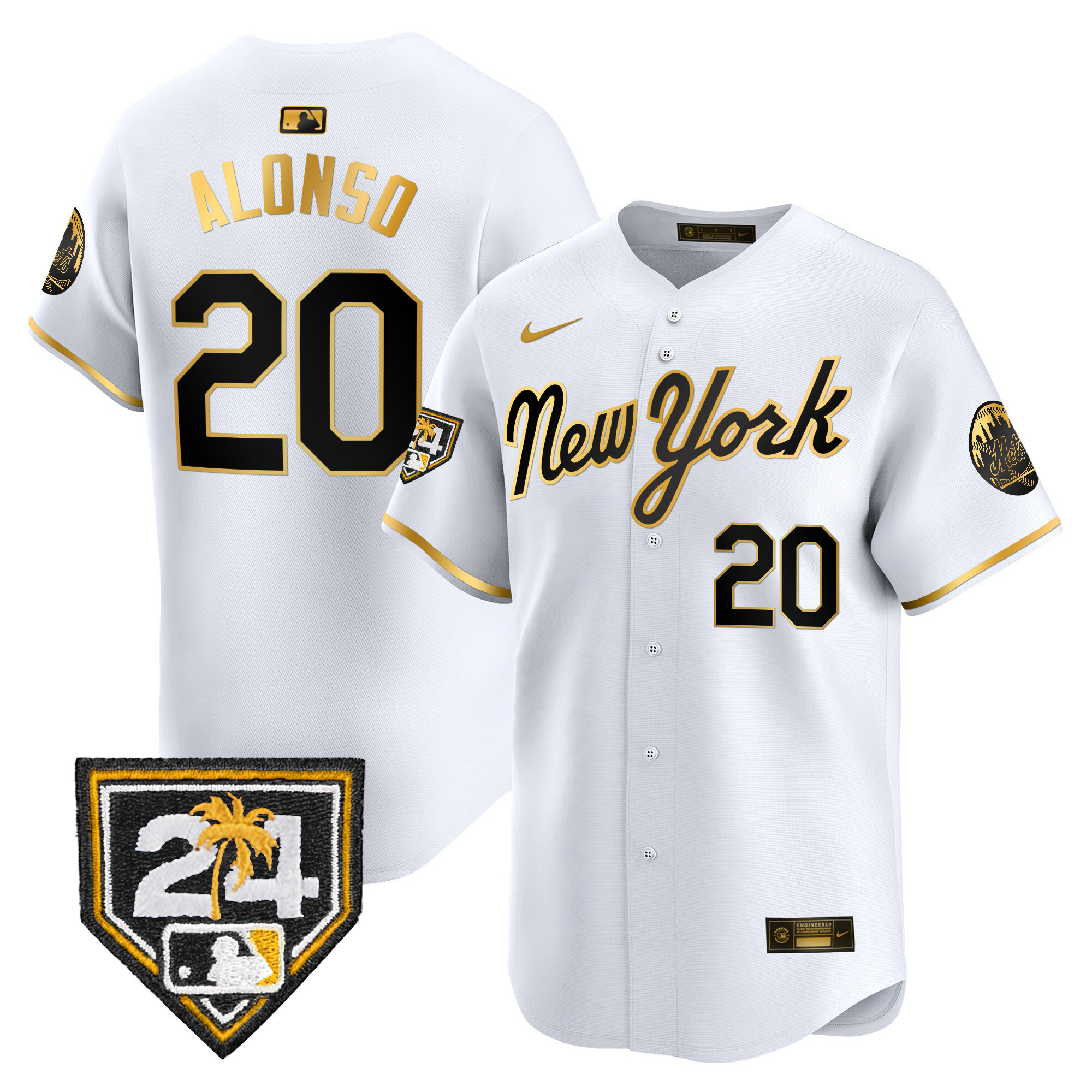 Pete Alonso Men's New York Mets 2024 Spring Training Vapor Premier Limited White Gold Jersey - All Stitched