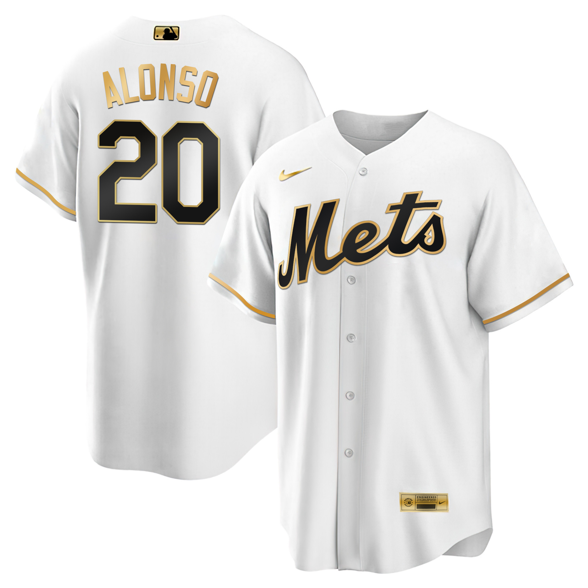 Pete Alonso Men's New York Mets Black Limited & Gold Cool White Gold Jersey - All Stitched