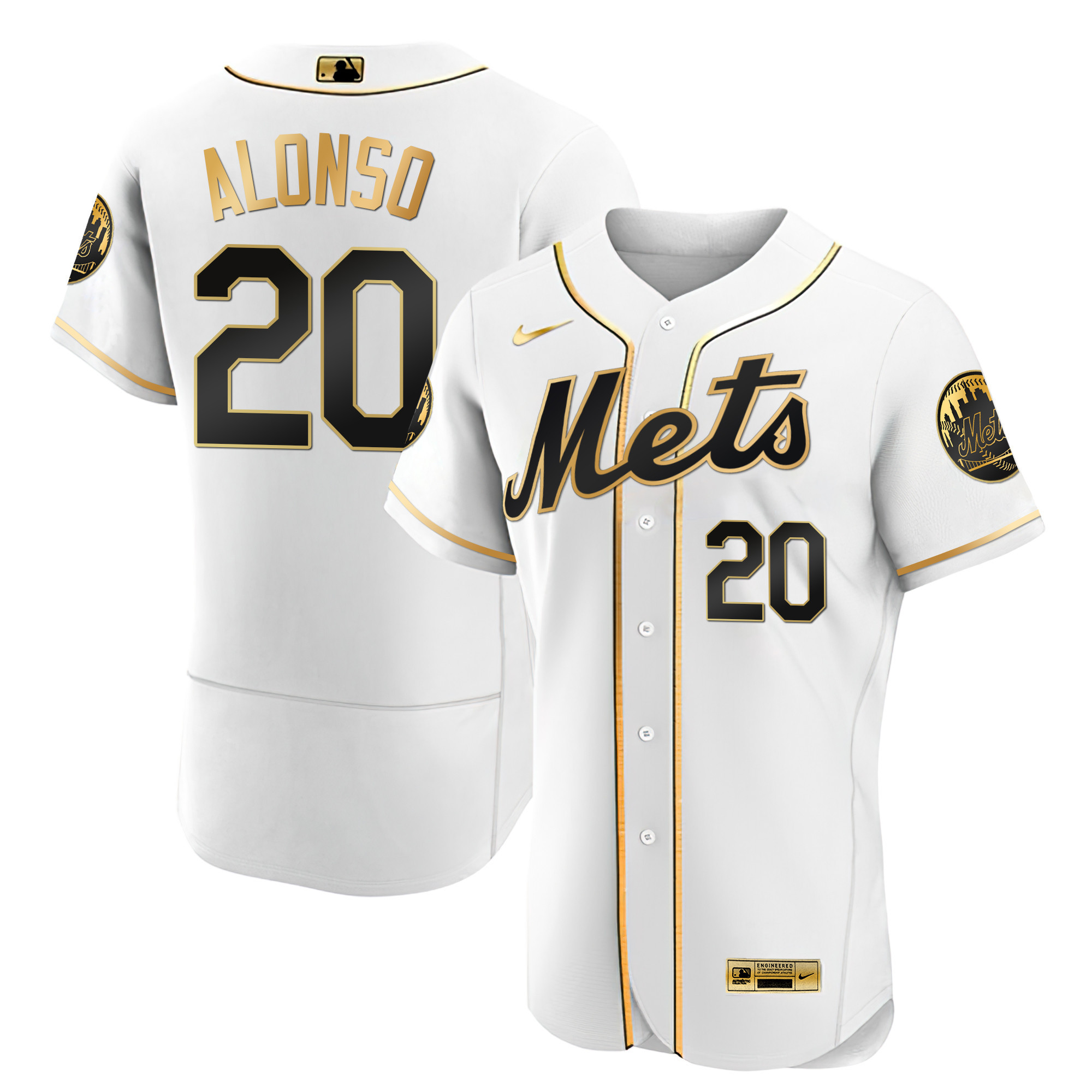 Pete Alonso Men's New York Mets Black Limited & Gold Flex White Gold Jersey - All Stitched