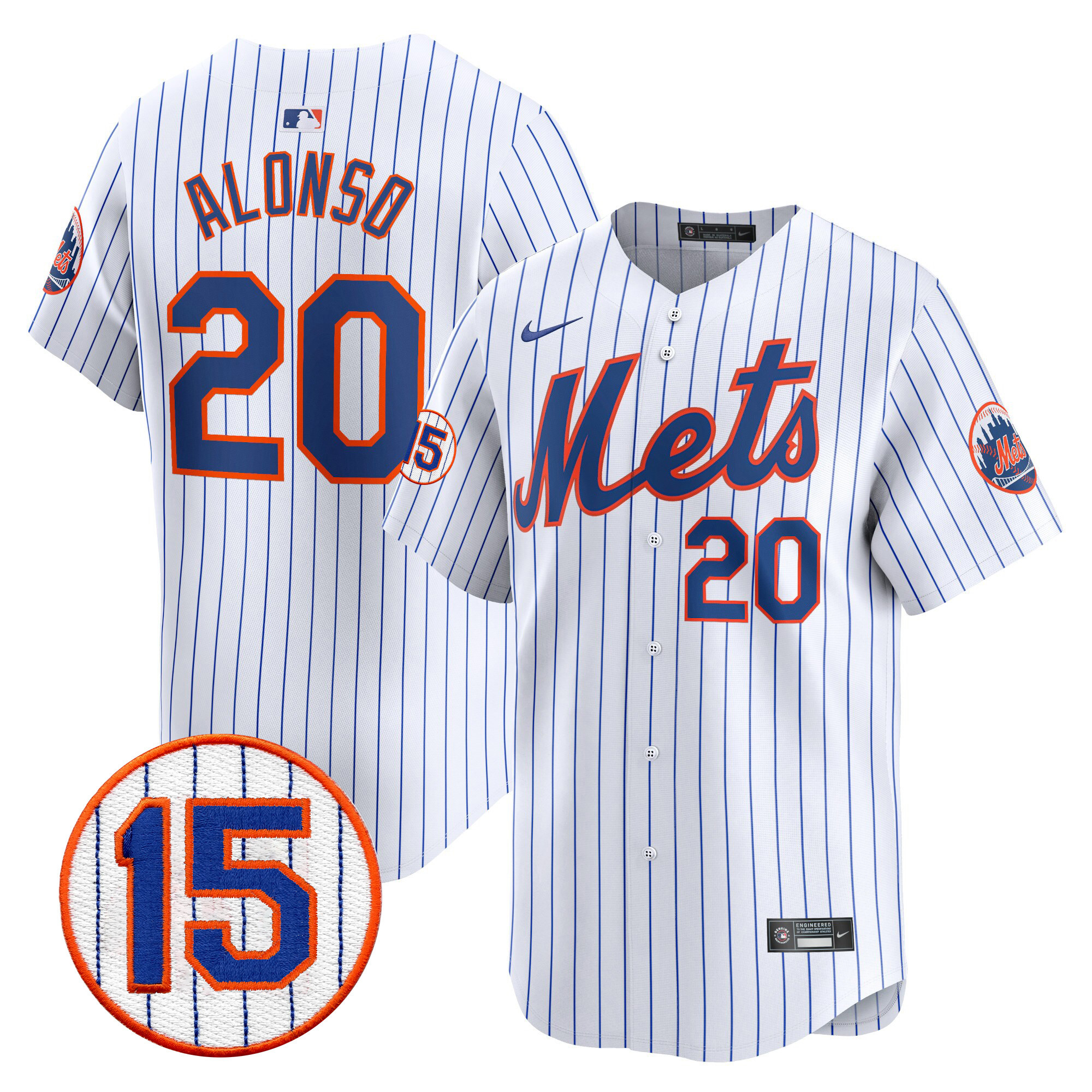 Pete Alonso Men's New York Mets Jerry Grote Patch Vapor Premier Limited White Jersey - All Stitched