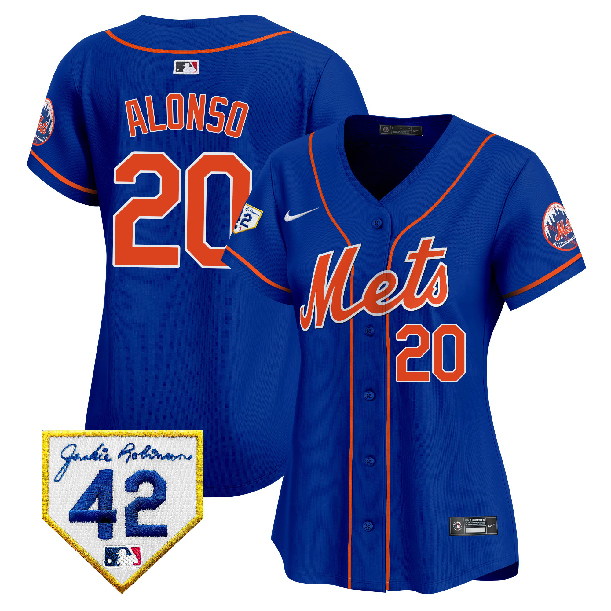 Pete Alonso Women's New York Mets 2024 Jackie Robinson Patch Vapor Premier Limited Royal Jersey - All Stitched