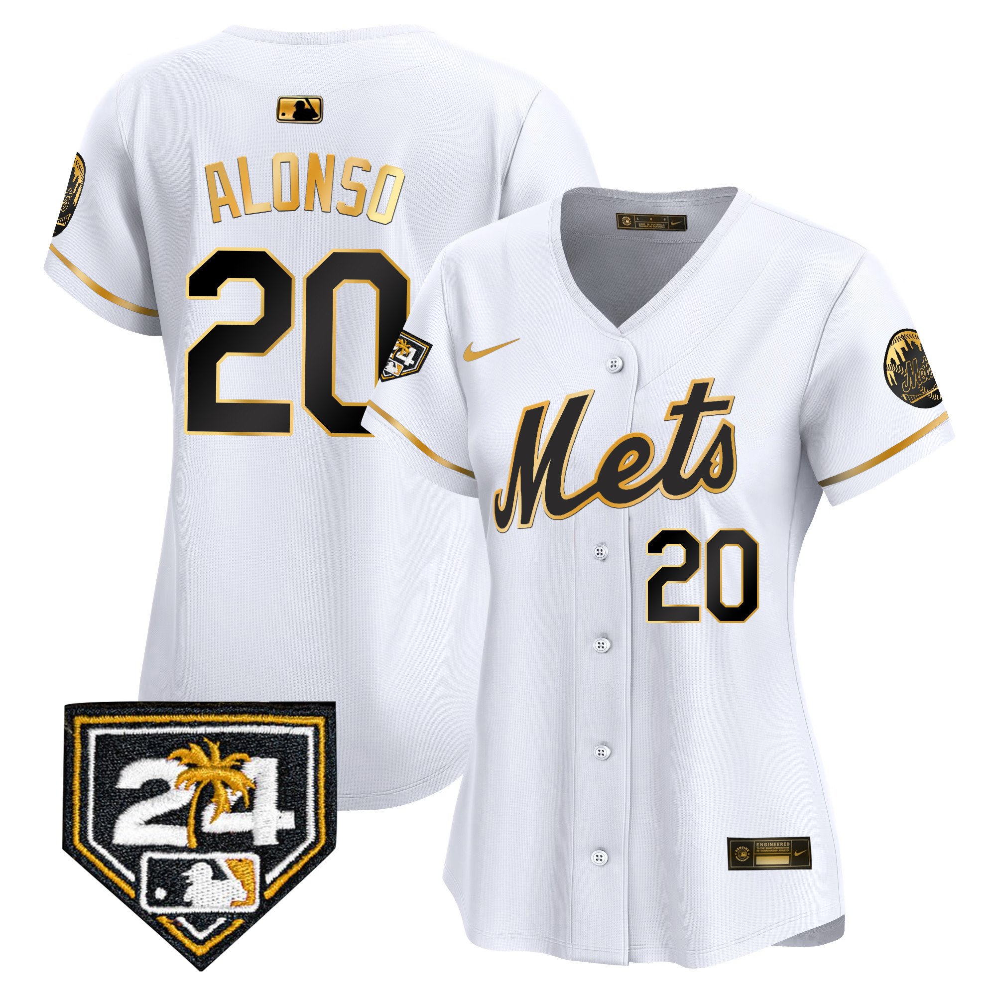 Pete Alonso Women's New York Mets 2024 Spring Training Vapor Premier Limited V2 White Gold Jersey - All Stitched