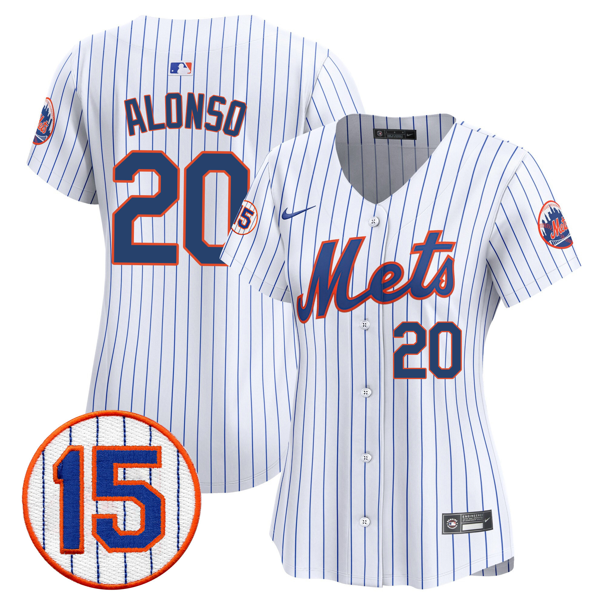 Pete Alonso Women's New York Mets Jerry Grote Patch Vapor Premier Limited White Jersey - All Stitched
