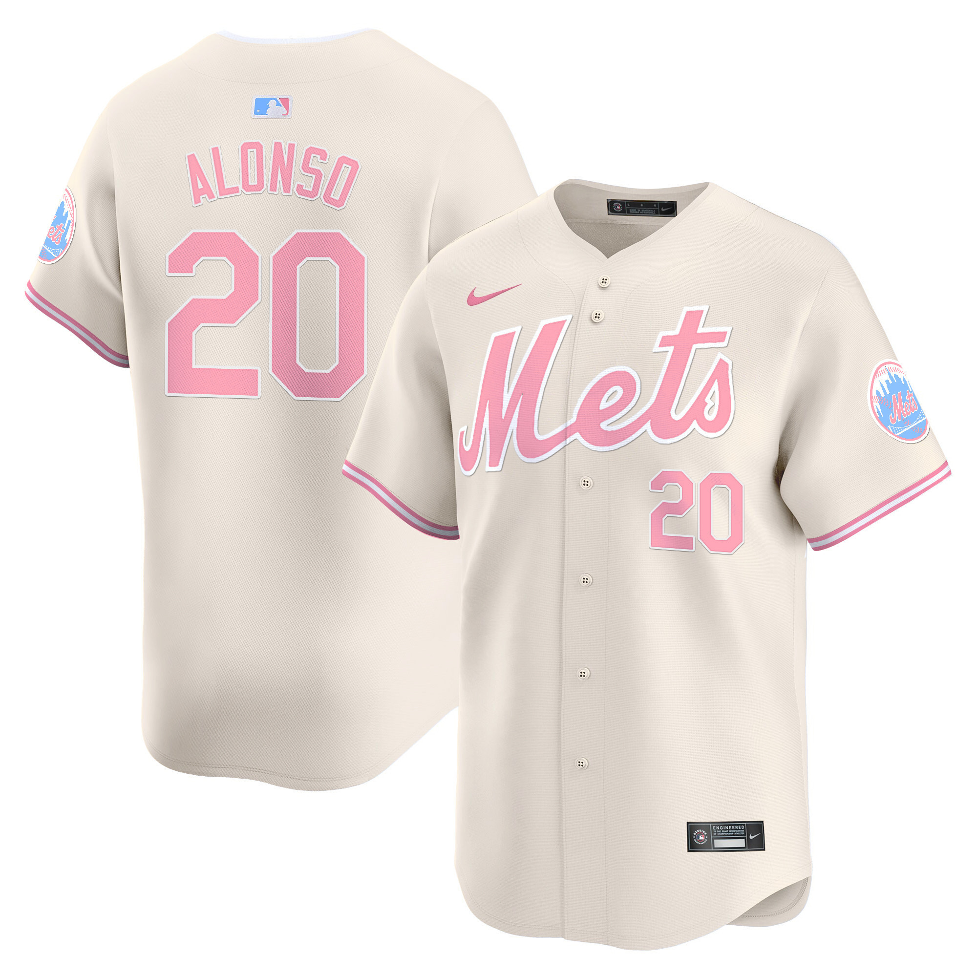 Pete AlonsoUnisex New York Mets Bubblegum Pink Vapor Premier Limited Cream Jersey - All Stitched