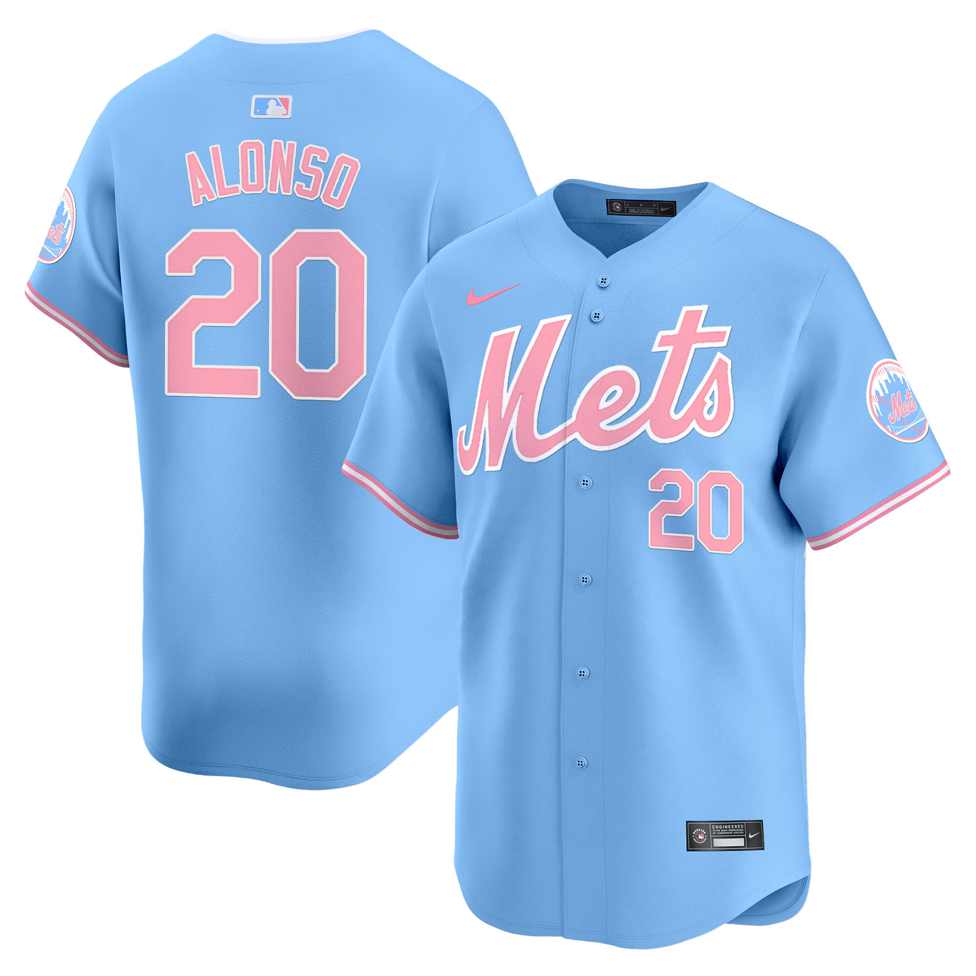 Pete AlonsoUnisex New York Mets Bubblegum Pink Vapor Premier Limited Light Blue Jersey - All Stitched