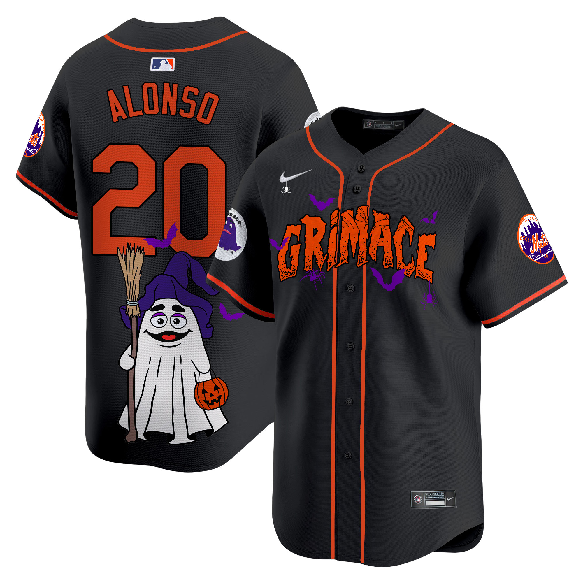 Pete AlonsoUnisex New York Mets Grimace Halloween Vapor Premier Limited Black Jersey- Printed