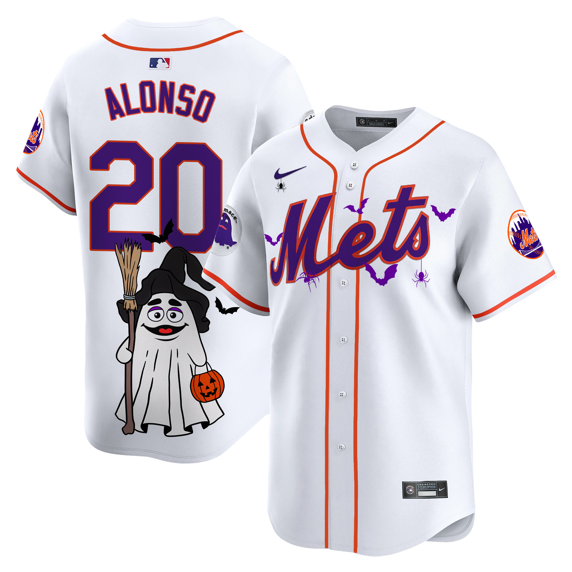 Pete AlonsoUnisex New York Mets Grimace Halloween Vapor Premier Limited White Jersey V2- Printed