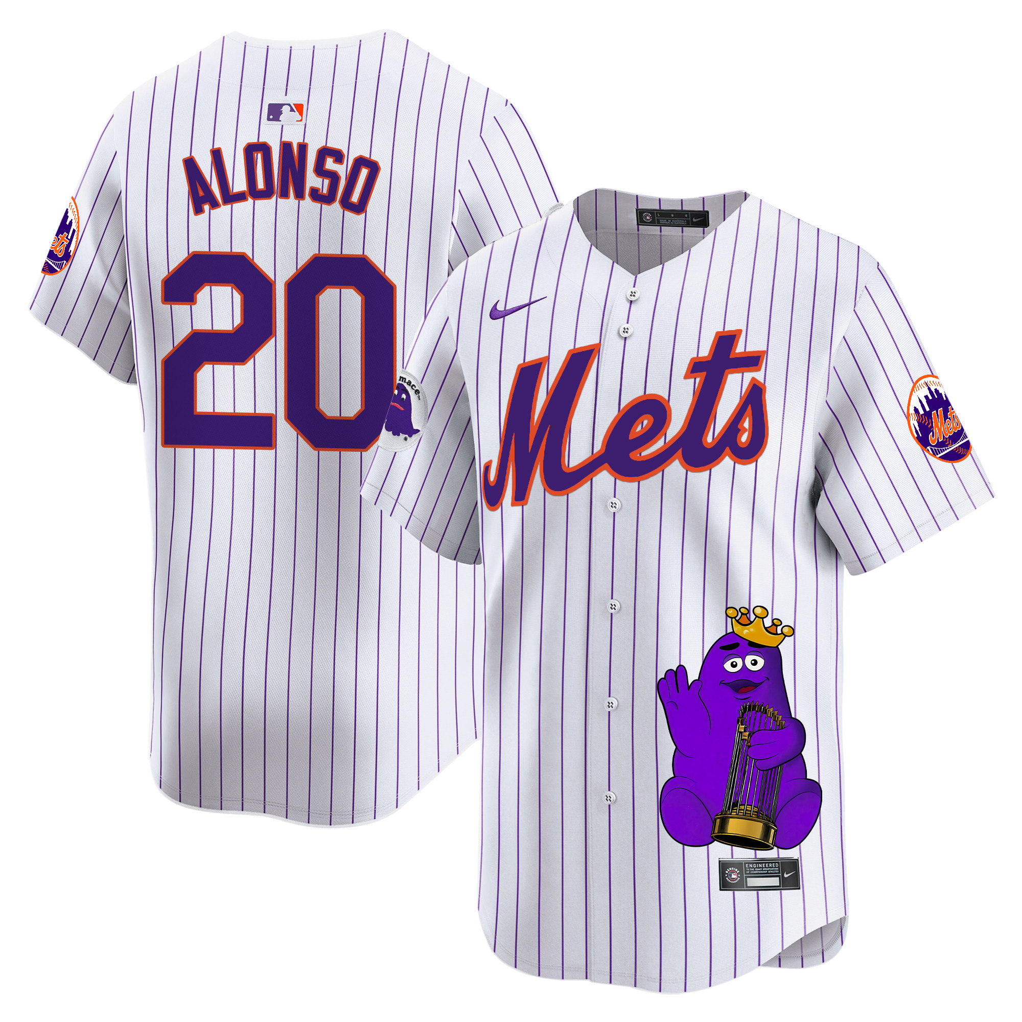 Pete AlonsoUnisex New York Mets Grimace Vapor Premier Limited Pinstripe Jersey - Printed