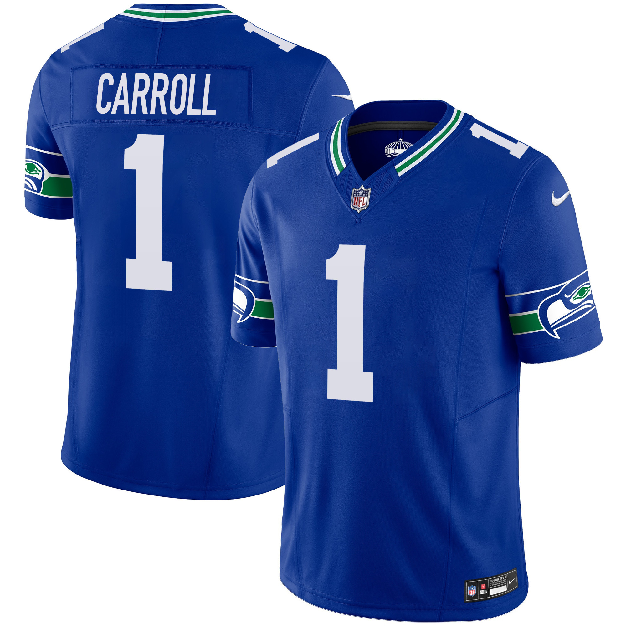 Pete Carroll Men's Seattle Seahawks Throwback Vapor Limited Royal Jersey - All Stitched 