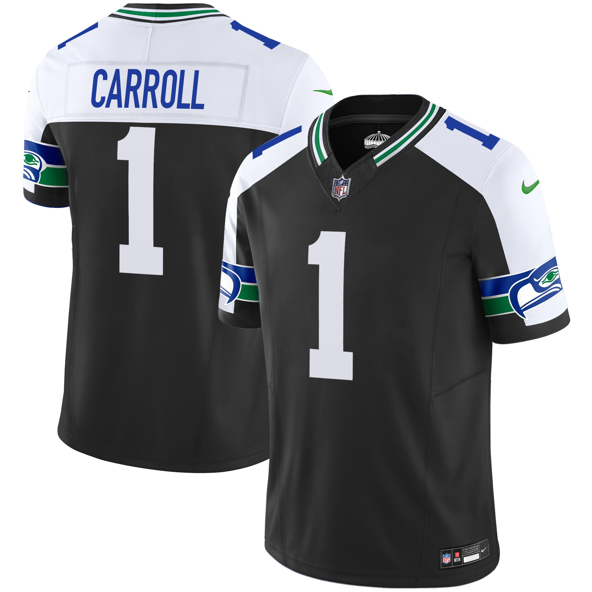 Pete Carroll Seattle Seahawks Throwback Vapor Limited Black Alternate Jersey - All Stitched 