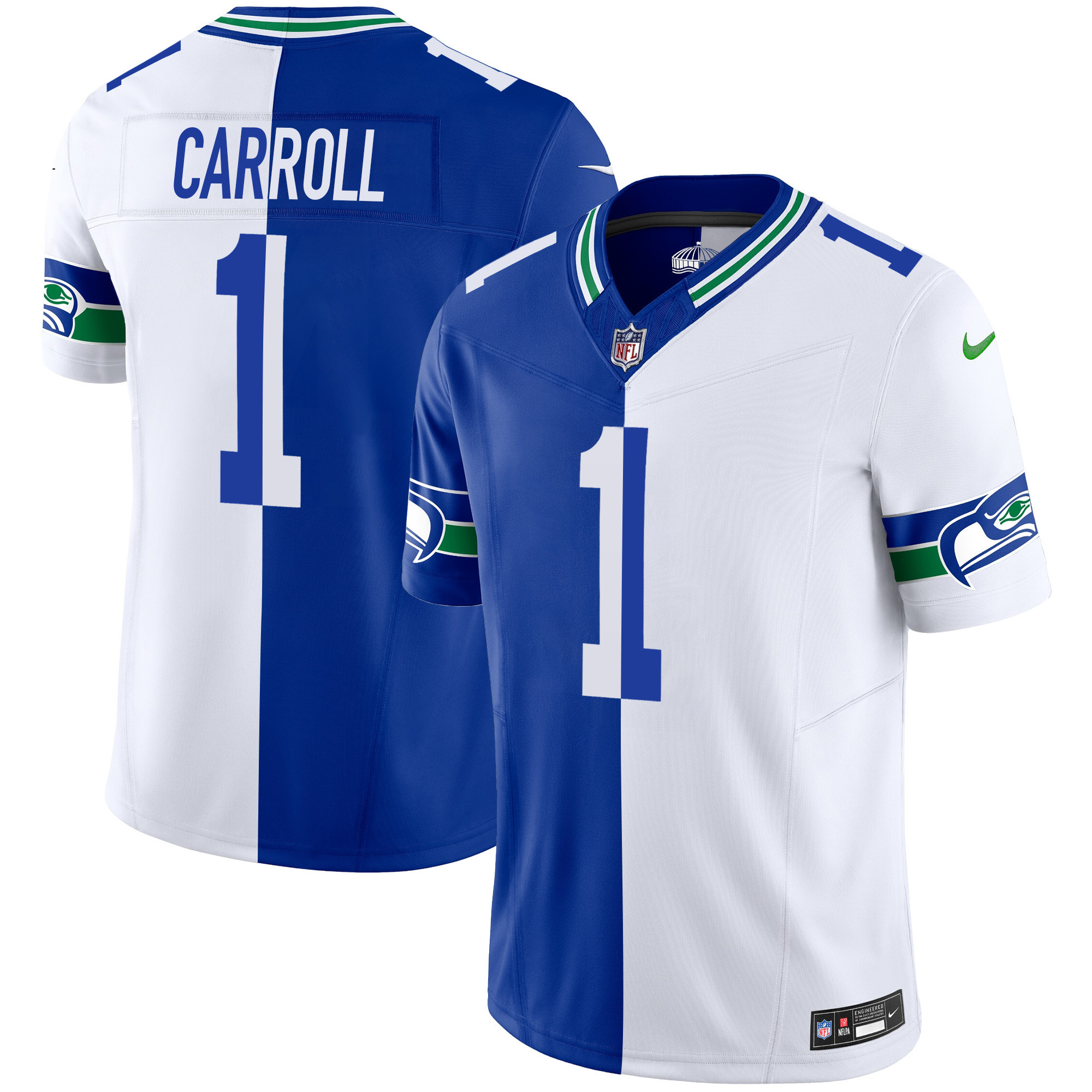 Pete Carroll Seattle Seahawks Throwback Vapor Limited Split Jersey - All Stitched 