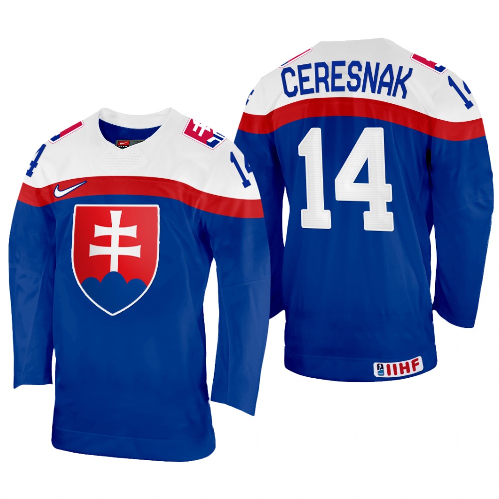 Peter Ceresnak Slovakia Blue Away Jersey 2022 IIHF World Championship