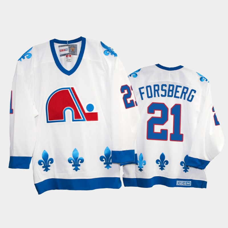 Peter Forsberg #21 Quebec Nordiques Heritage Vintage White Jersey
