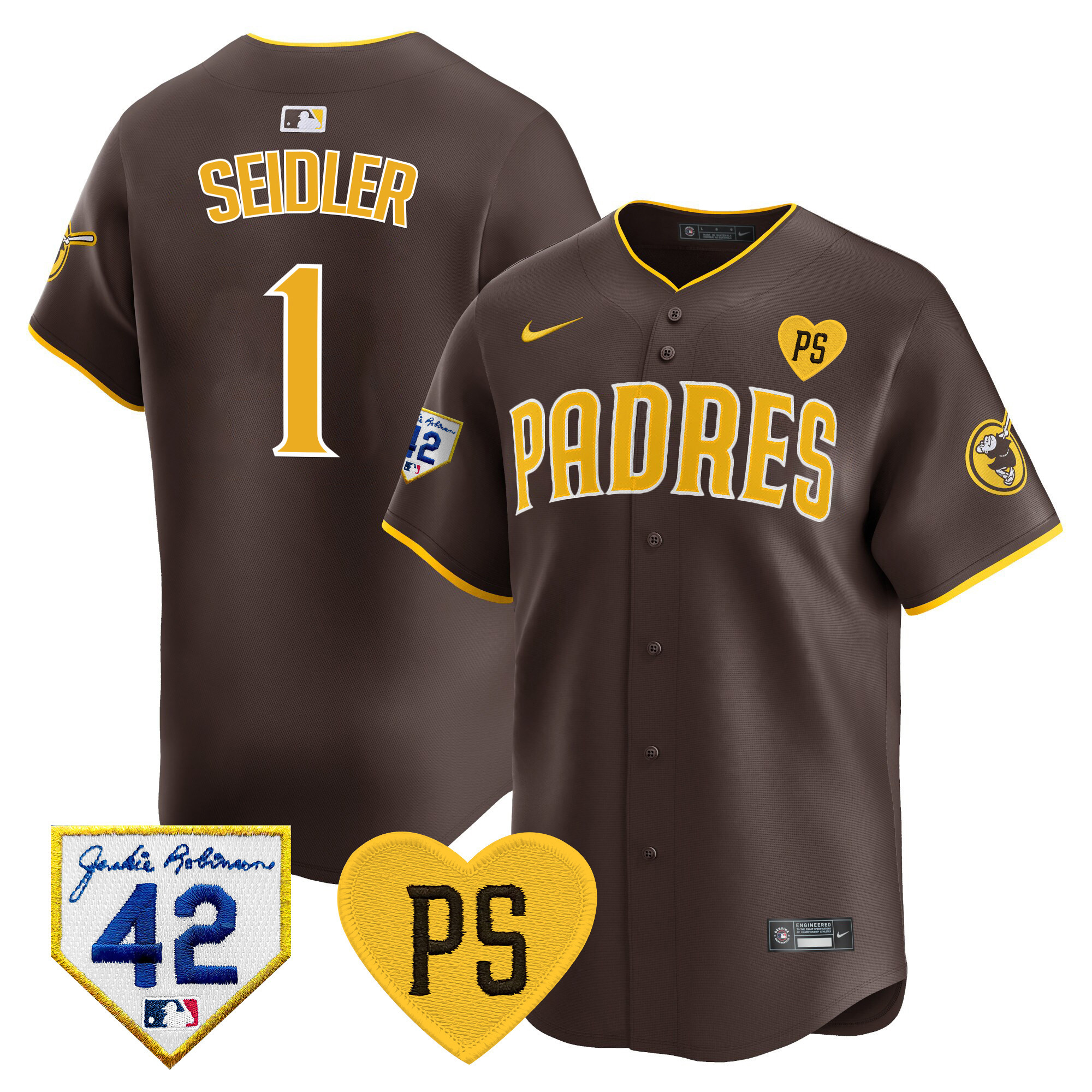 Peter Seidler Men's San Diego Padres 2024 "For Peter" & Robinson Patch Vapor Premier Limited Brown Jersey - All Stitched
