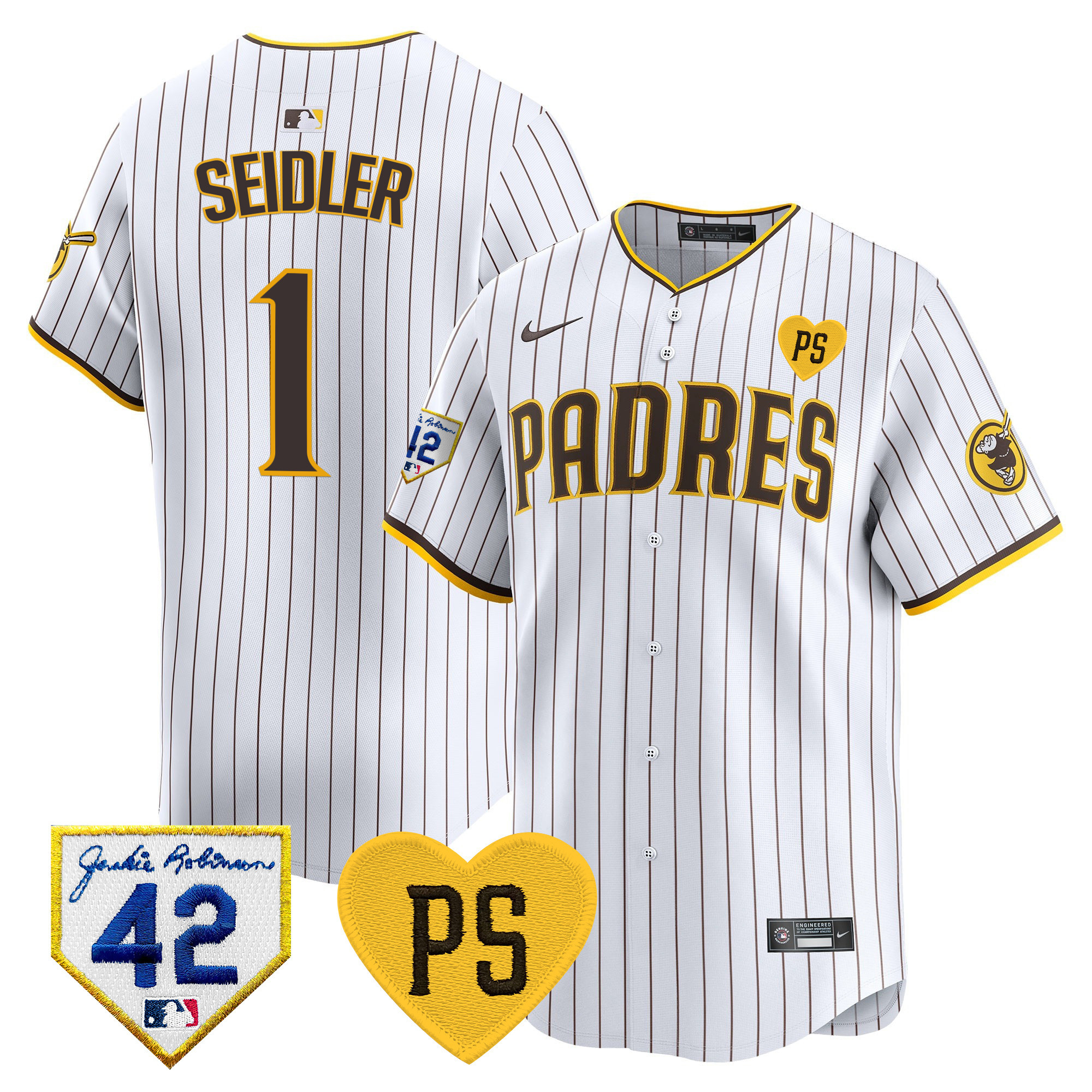 Peter Seidler Men's San Diego Padres 2024 "For Peter" & Robinson Patch Vapor Premier Limited White Jersey - All Stitched