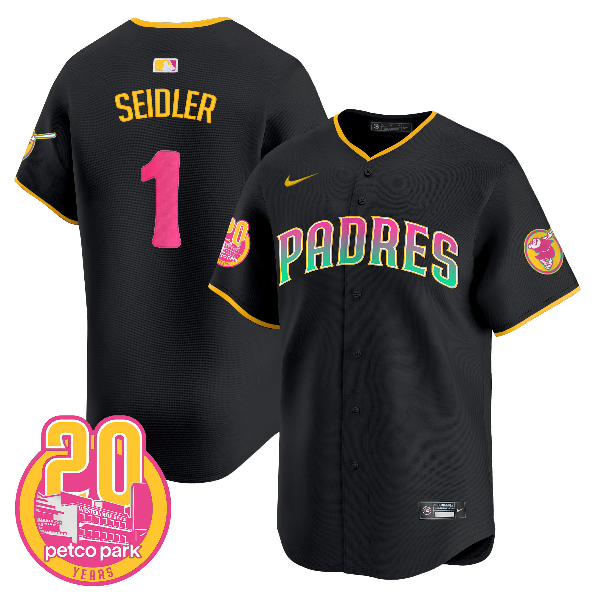 Peter Seidler Men's San Diego Padres 2024 San Diego City Style Vapor Premier Limited Black Jersey - All Stitched