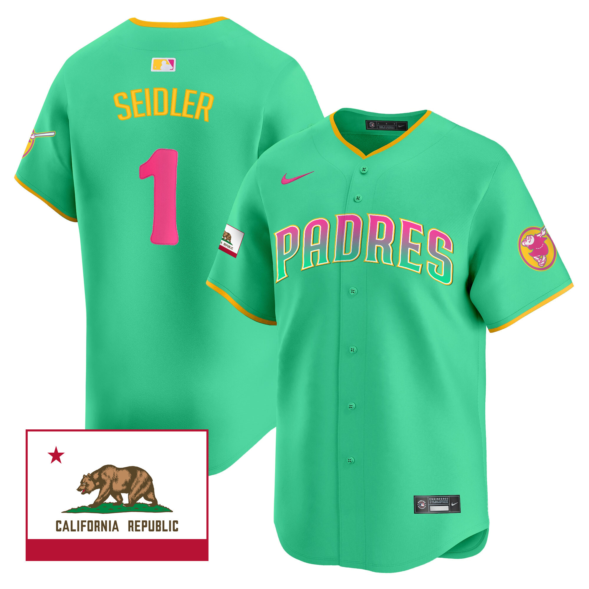 Peter Seidler Men's San Diego Padres 2024 San Diego City Style Vapor Premier Limited V2 Aqua Jersey - All Stitched