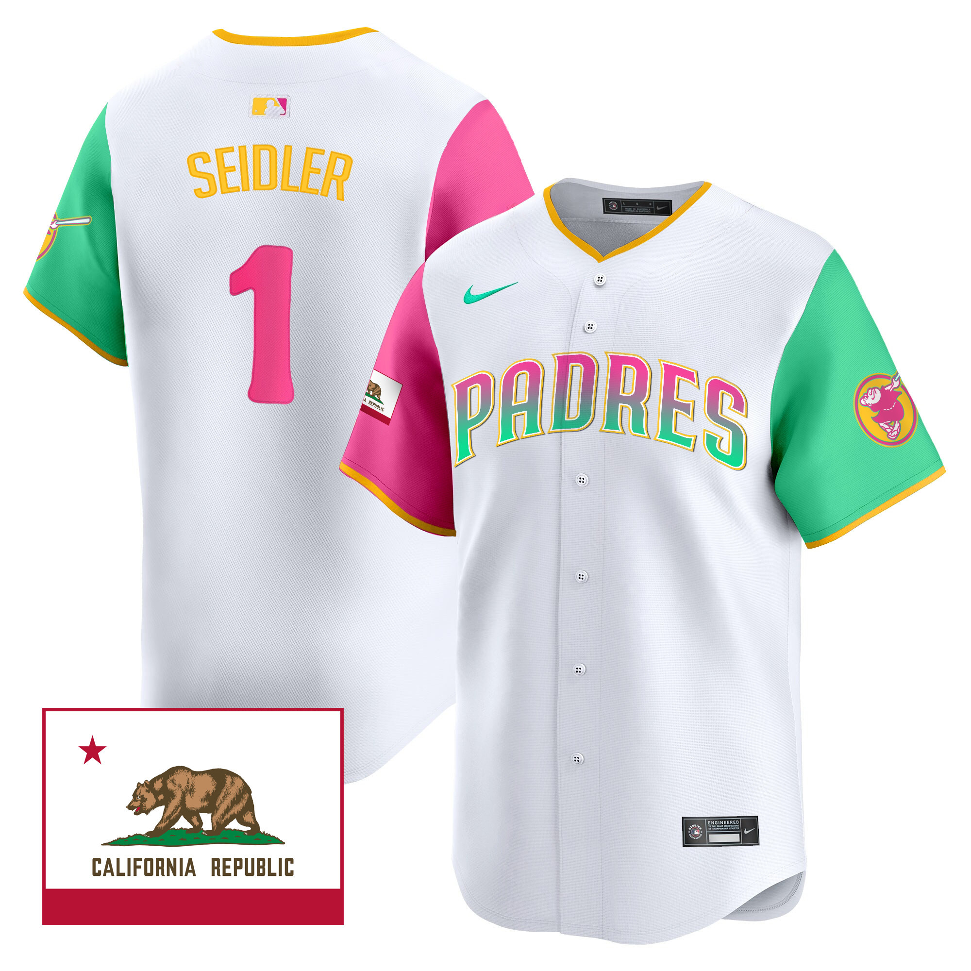Peter Seidler Men's San Diego Padres 2024 San Diego City Style Vapor Premier Limited V2 Color Sleeves Jersey - All Stitched