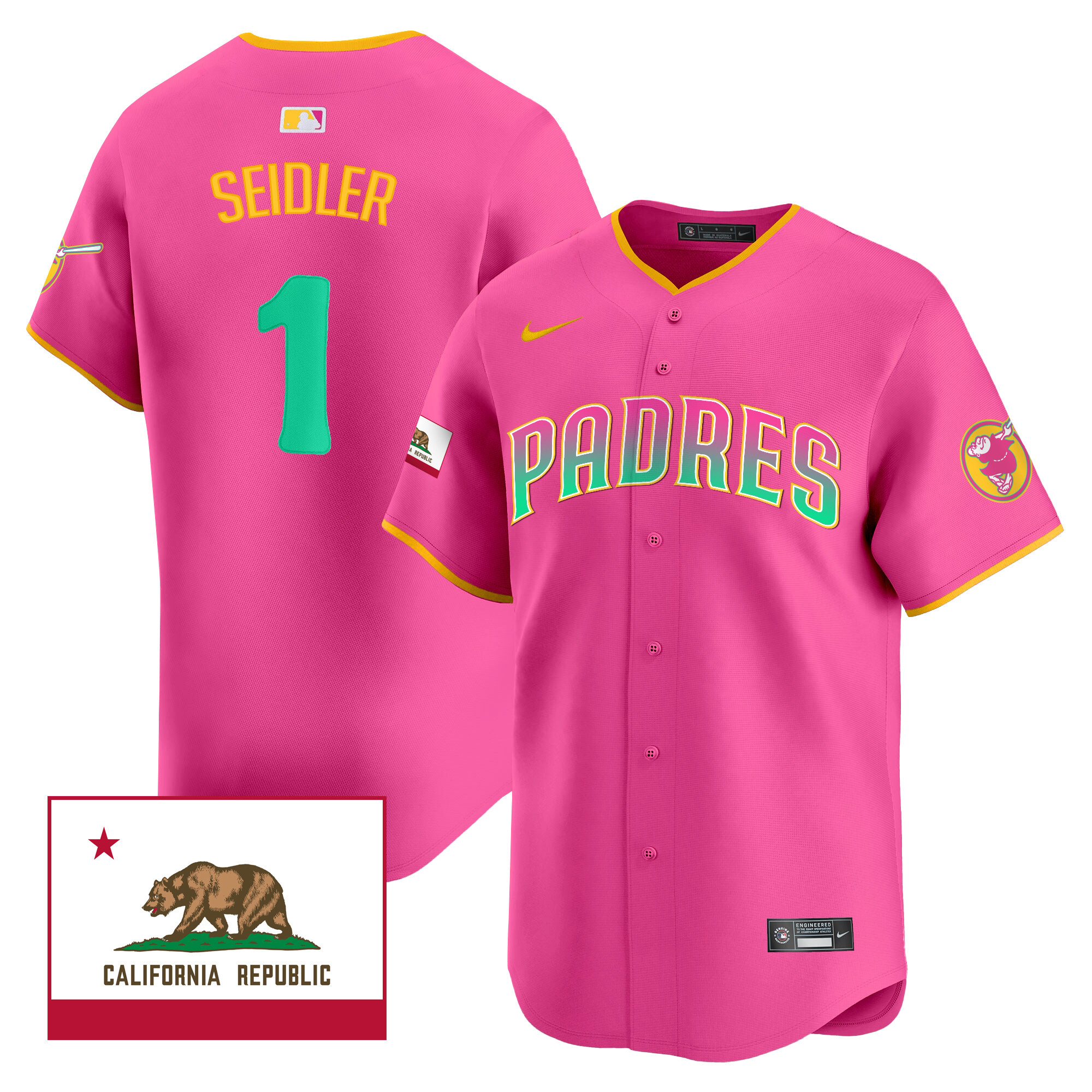 Peter Seidler Men's San Diego Padres 2024 San Diego City Style Vapor Premier Limited V2 Pink Jersey - All Stitched