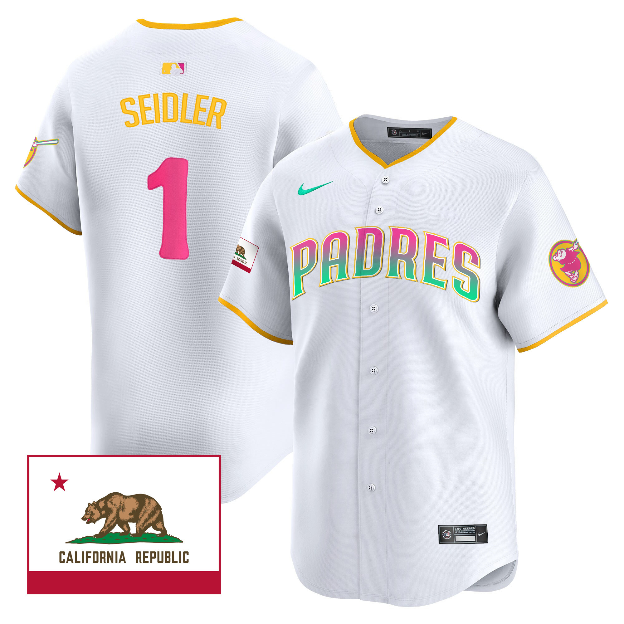 Peter Seidler Men's San Diego Padres 2024 San Diego City Style Vapor Premier Limited V2 White Jersey - All Stitched
