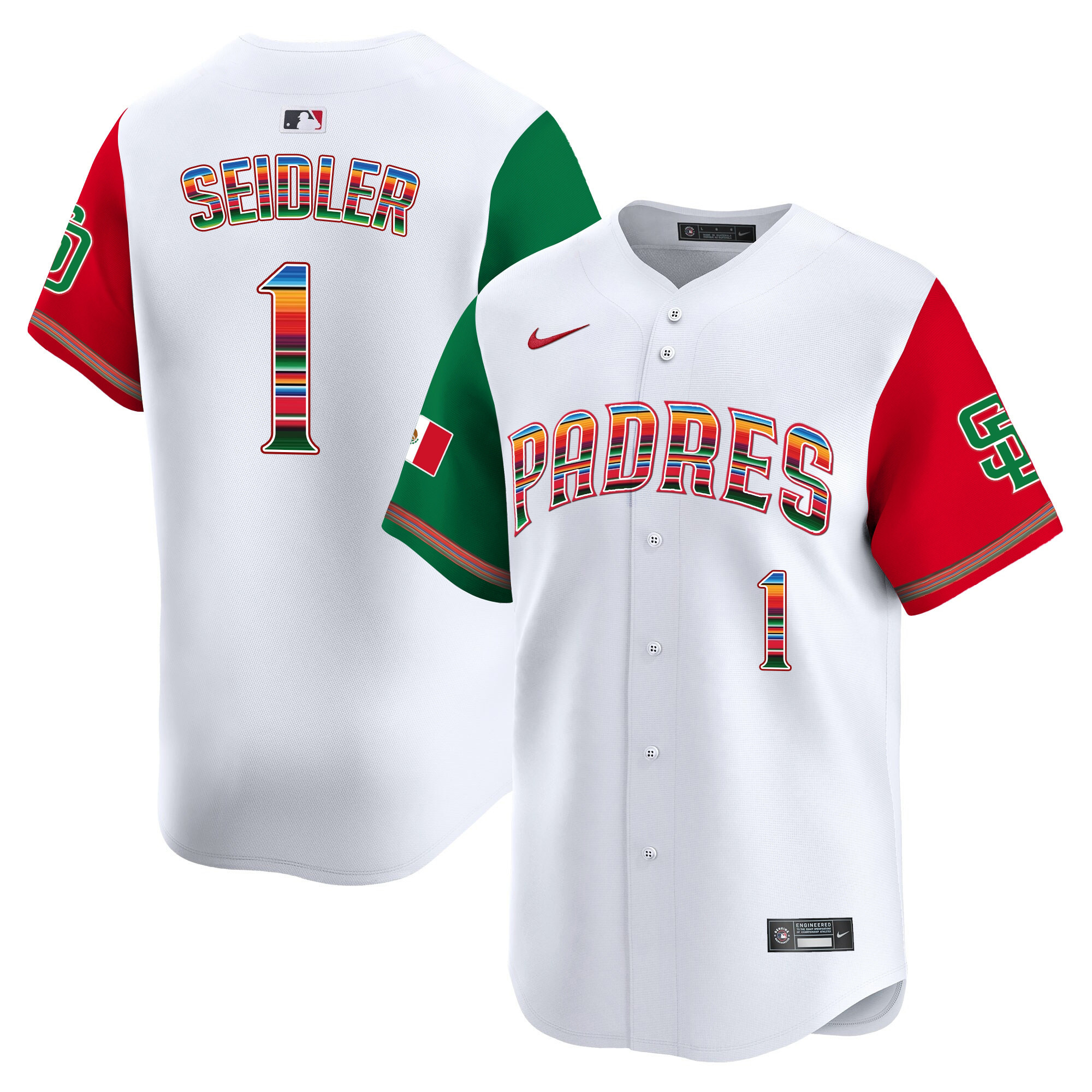 Peter Seidler Men's San Diego Padres Mexico Premier Limited Color Sleeves Jersey - All Stitched